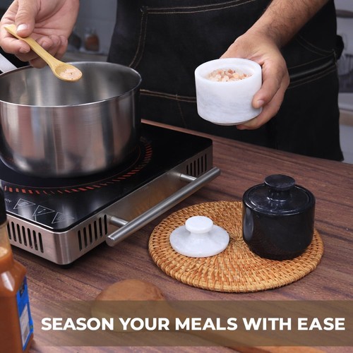 Marmor Salzkeller 2er Set mit Deckel 3" Gewürzgläser für Salz & Gewürz Aufbewahrung - Bild 5 von 105