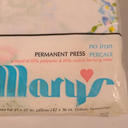 Vtg St Marys Alpine Flowers Twin Flat Sheet Percale 2 Pillowcases Flower Power - Picture 9 of 12