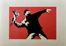Banksy "Love is in the Air (Flower Thrower)" Signed Limited  Off set lithograph