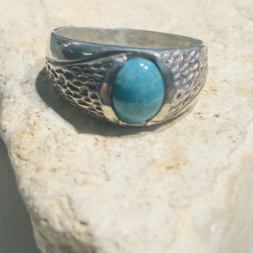 925 Sterling Silver Persian Blue Turquoise Oval Handmade Ring SZ 9.5 LA2068 - Picture 7 of 15