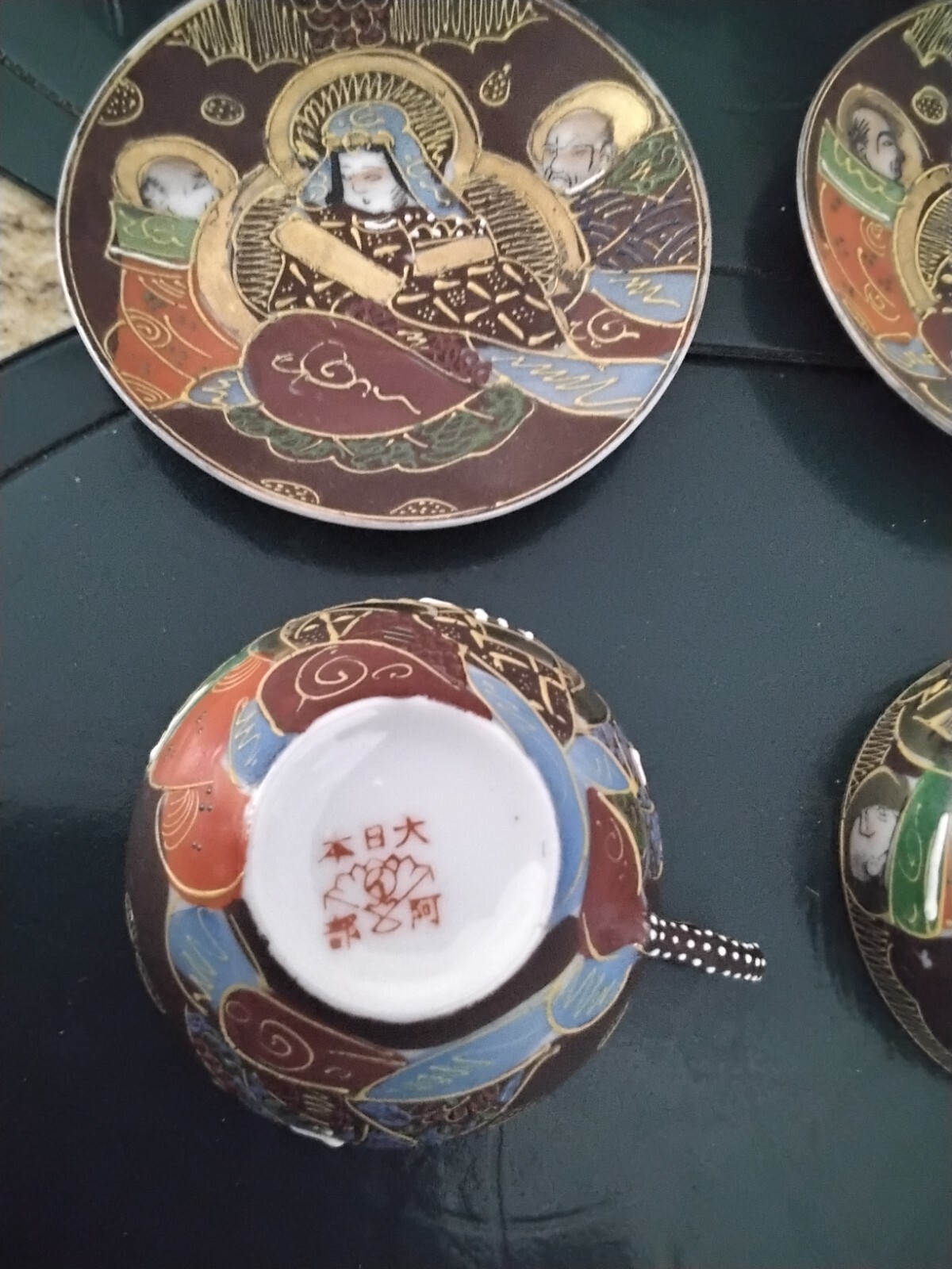 RARE JAPANESE SATSUMA MORIAGE KUTANI DRAGON WARE TEA SET GEISHA