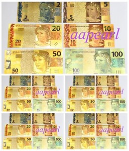 30 pcs brazil crafts banknotes plastic golden notes money 2 100 reais 5 set ebay
