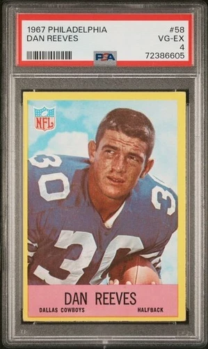 1967 Philadelphia DAN REEVES Dallas Cowboy RC Rookie Card # 58 Graded PSA 4 Nice