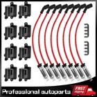8 Pack Square Ignition Coil w/ Spark Plug Wire For Chevy Gmc 5.3L 6.0L 8.1L 4.8L