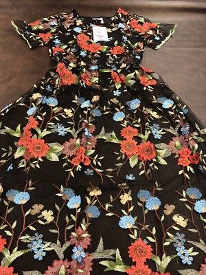 NWT Lularoe Deanne II Maxi Dress Sheer Overlay Embroidered