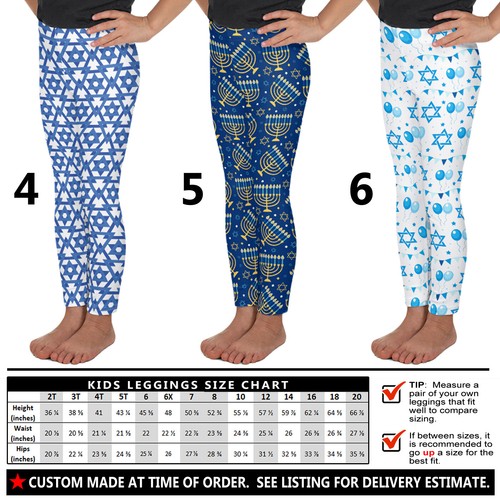 Kids Hanukkah Leggings #1 - Baby Girls Boys Teens Jewish Hebrew Holiday Gift - Picture 13 of 29