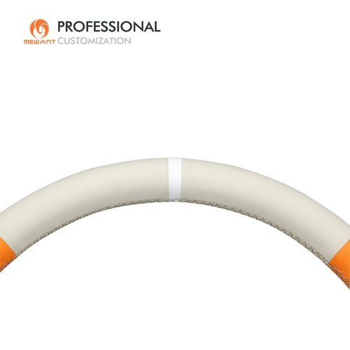 MEWANT Beige Orange Embossed Artificial Leather Steering Wheel Wrap for Fiat 500 - Picture 6 of 10