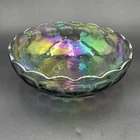 Vintage Federal Carnival Glass Colonial Smoke Yorktown Iridescent Salad Bowl