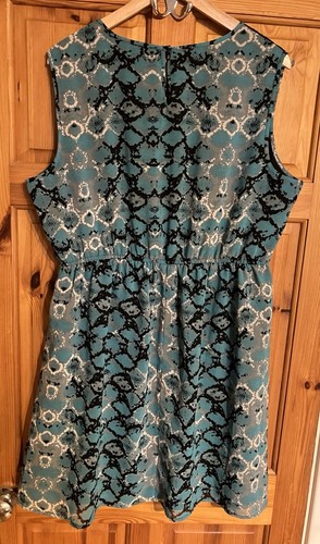 So Fabulous Dress Knee Length Size UK 22 Lined Snake Print Teal Lace - Picture 14 of 18