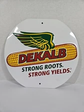 VINTAGE DEKALB - STRONG ROOTS. STRONG YEILDS. 13" METAL SIGN