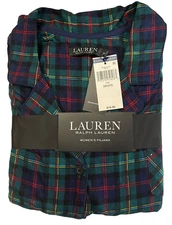 Ralph Lauren Women's Lightweight Green Pajama Set Stretch Size 3X Retail $79