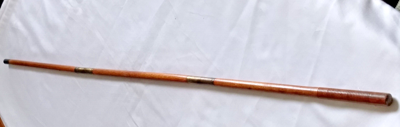 Vintage original 3part wooden 3 ft Snooker Cue, brass fittings