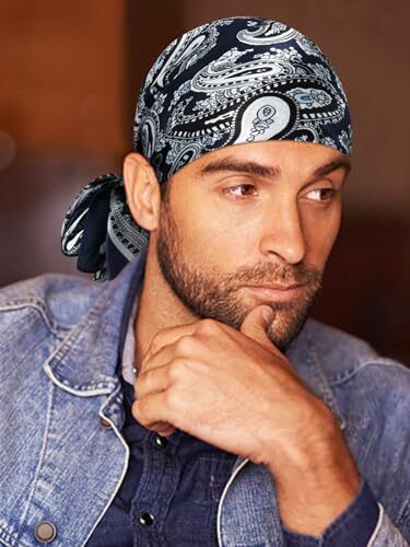 Bufandas de vaquero Wild Rag de 35 pulgadas para hombre, pañuelo de ranchero grande azul seda - Imagen 6 de 7