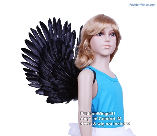 Children's Duo Use Costume Feather Angel Wings Pointing Up/ Down Black or White - 第 9/19 張圖片