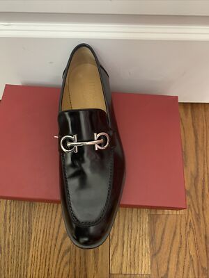New Salvatore Ferragamo GUSTAV Black Leather Men Loafers Shoes 11