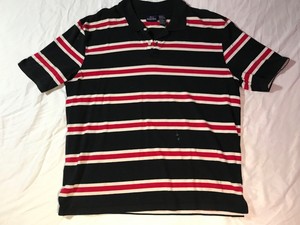 Bugle Boy Mens L Red White Blue Striped Short Sleeve Polo Shirt