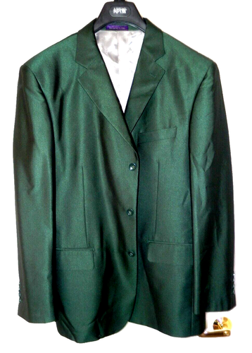 VINCI Luxury Rayon Blend Italian Design Suit-44R, hunter green sheen - Picture 2 of 24