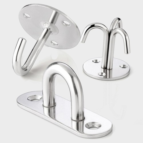 10Pcs Pad Eye Plate, 1.77"/45mm 304 Stainless Steel Ceiling U Hooks, Silver Tone - Picture 10 of 10