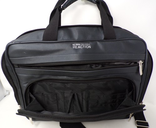 Kenneth Cole Reaction Black Messenger Style Zipped Laptop Bag W/ Shoulder Strap. - Picture 11 of 19