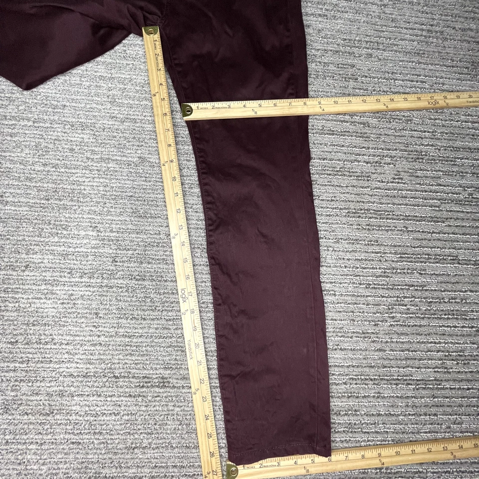 Pantalones de vestir para mujer Buffalo talla 6/28 Hope tiro medio ajustados elásticos borgoña Foto 2 de 4