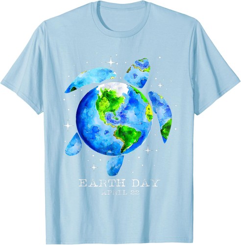 Earth Day 2025 Restore Earth Sea Turtle Art Save the Planet T-Shirt Hoodie - Picture 9 of 19