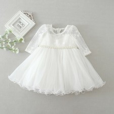 Newborn Baby Girls Long sleeve Christening/BirthdayTutu Party Princess Dress D1