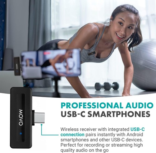 Movo Wireless Mini UC Duo USB-C Microfono Wireless Lavalier per Android - Foto 7 di 15
