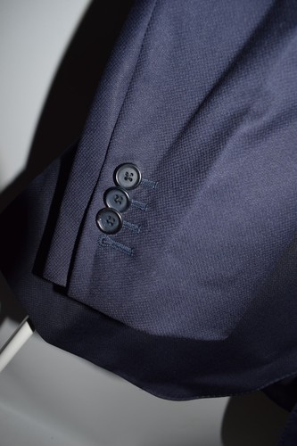 BOGGI MILANO Super 120S' Navy 2-Button Textured Wool Blazer Pants Suits Size 54 - Picture 2 of 23