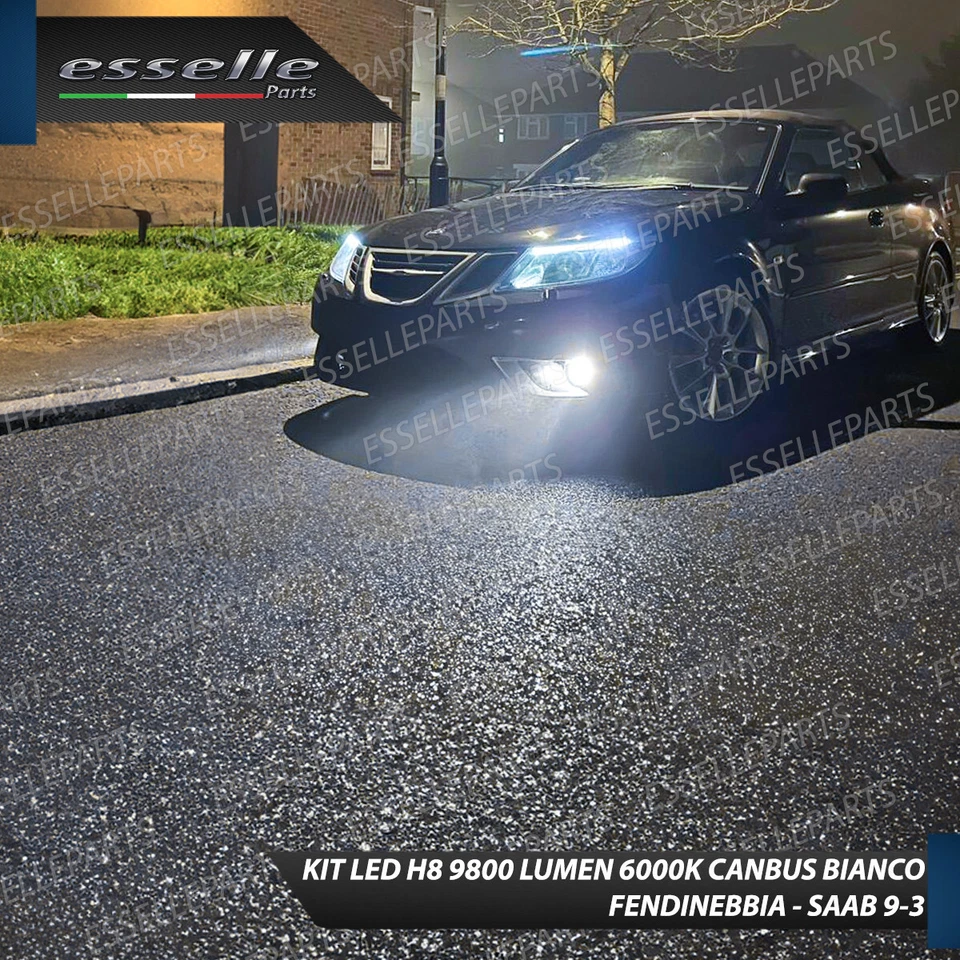 KIT FULL LED SAAB 9-3 MK2 H8 6000K CANBUS XENON 9800 LM LUMEN FENDINEBBIA - Immagine 3 di 4