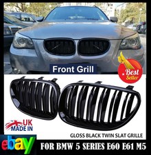FOR BMW 5 SERIES E60 E61 M5 KIDNEY GRILLE GRILL FRONT TWIN SLAT GLOSS BLACK 3-10