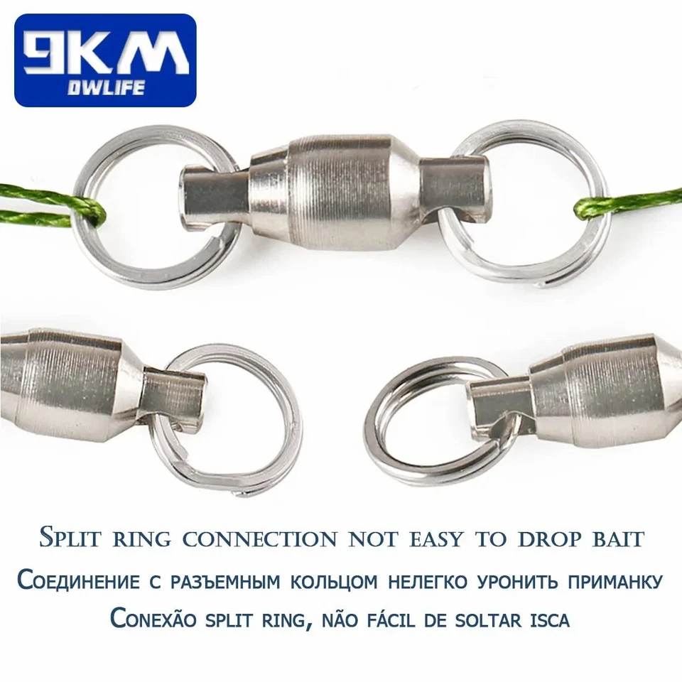20~50Pcs Fishing Ball Bearing Swivel with Split Ring Stainless Steel Snap 0#~10# - Image 4 of 4