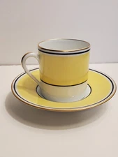 A. Raynaud et cie Limoges Ceralene Directoire Yellow Demitasse Cup & Saucer