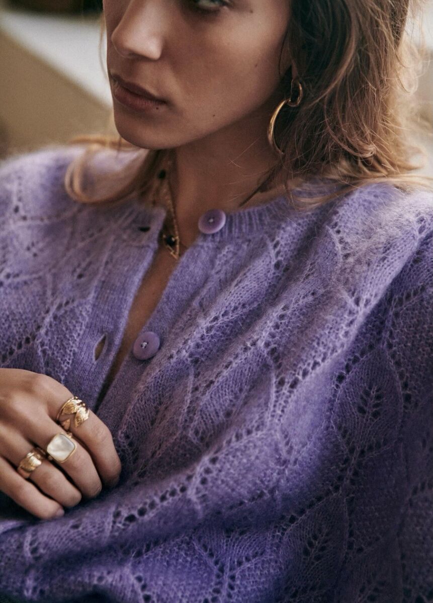 Sezane Aurélia Sweater 水色葉模様 Sezane Aurélia Sweater 水色葉模様