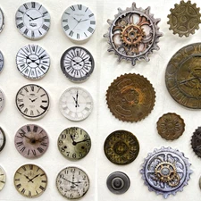 Steampunk Clocks Gear Cardstock Stickers Collage Junk Journal Scrapbooking