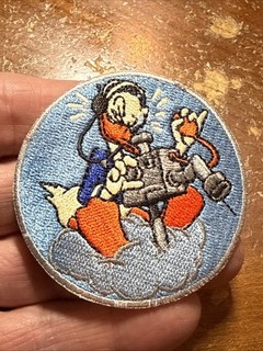 Vintage USAF Cloth Patch Donald Duck with Headset On Cloud With Aerial Camera