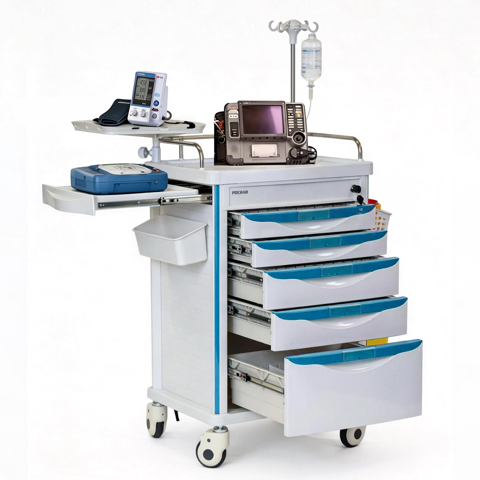 Medical Crash Cart with Emergency Accessory, Emergency Cart for ...
