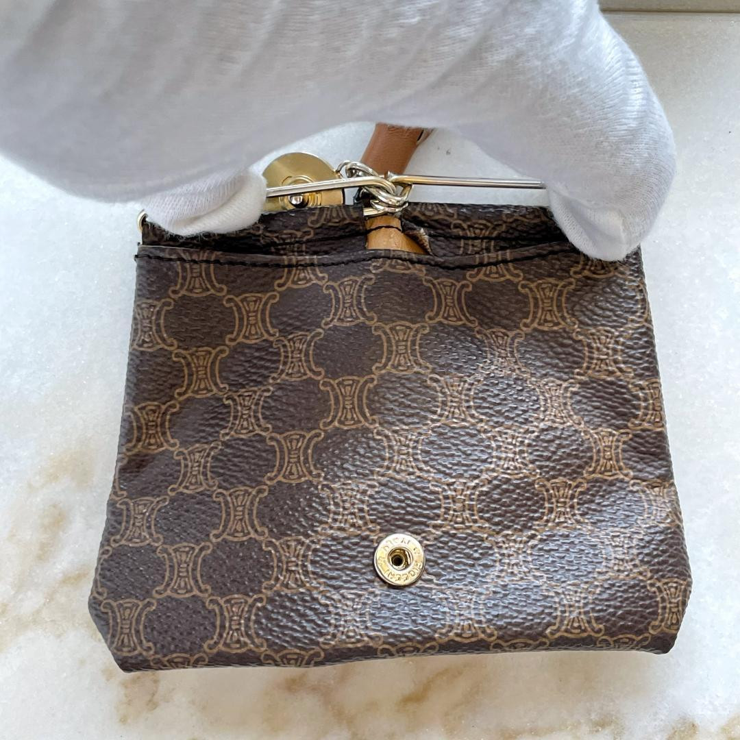 Celine Things Macadam Triangular Coin Case Brown … - image 7