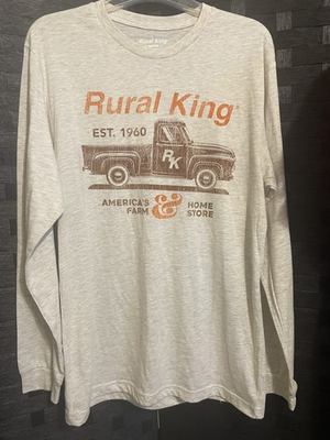 #ad #ad Rural King Vintage Logo Long Sleeve Tee Soft Beige Crew Neck Size medium $3.99