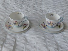 Shelley Wild Flowers  ( blue edge) Cup  saucer plate trio pattern 13668 x 2