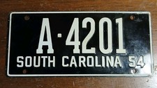 1954 General Mills Wheaties Tin Mini Bicycle License Plate - South Carolina