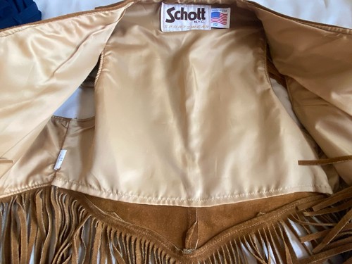 Vintage Schott Brown Leather Fringe Western Cowboy/Cowgirl Vest - Girls Size 10 - Picture 5 of 8