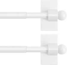 2 PACK Magnetic Curtain Rods for Metal Doors, 16 to 28 Inch, 1/2 Inch Diameter,