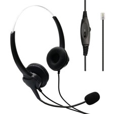Dual Ear RJ9 Phone Headset for Cisco Office Phones, Corded Telephone Headset ...