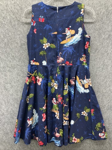 Hawaii Hangover Tropical Christmas Dress Womens M Blue Santa Beach - Picture 7 of 9