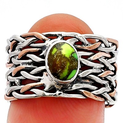 Bicolor - Grün Matrix Türkis 925 Sterling Silber Ring Gr.7 Schmuck R-1589
