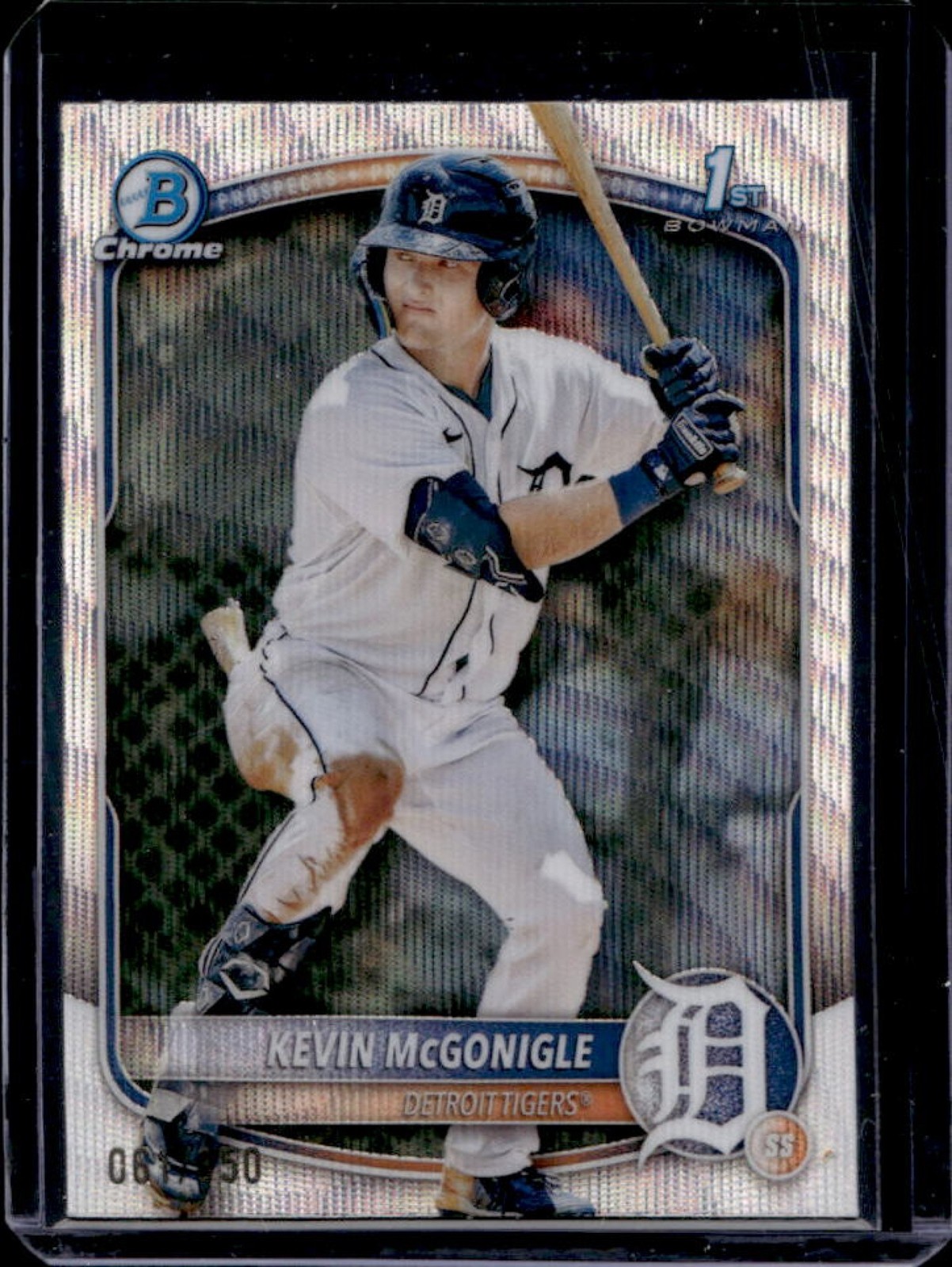 2025 Bowman Kevin McGonigle Chrome Wave Refractor 1st Prospect #/350 Tigers