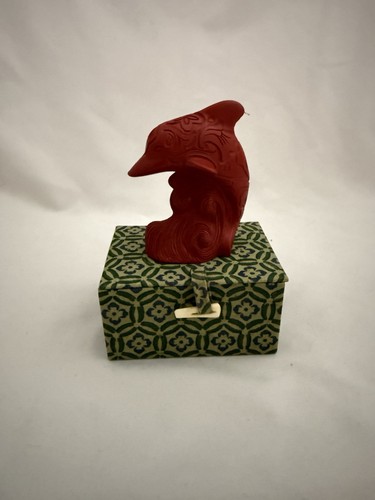 Lenox Chinese Red Cinnabar 2 ¾” Dolphin Figurine With Original Box