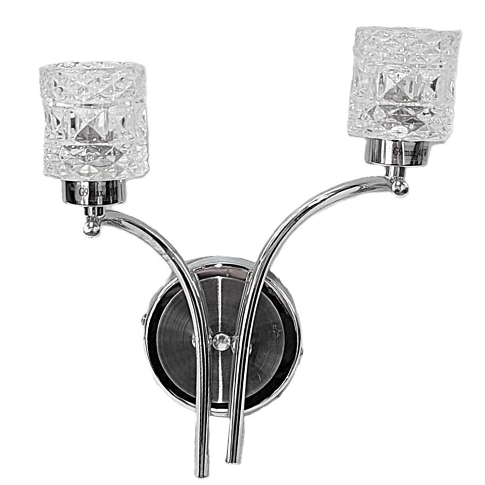 Litecraft Clear Decanter Glass Wall Light Polished Chrome G9 2 Arm Clearance