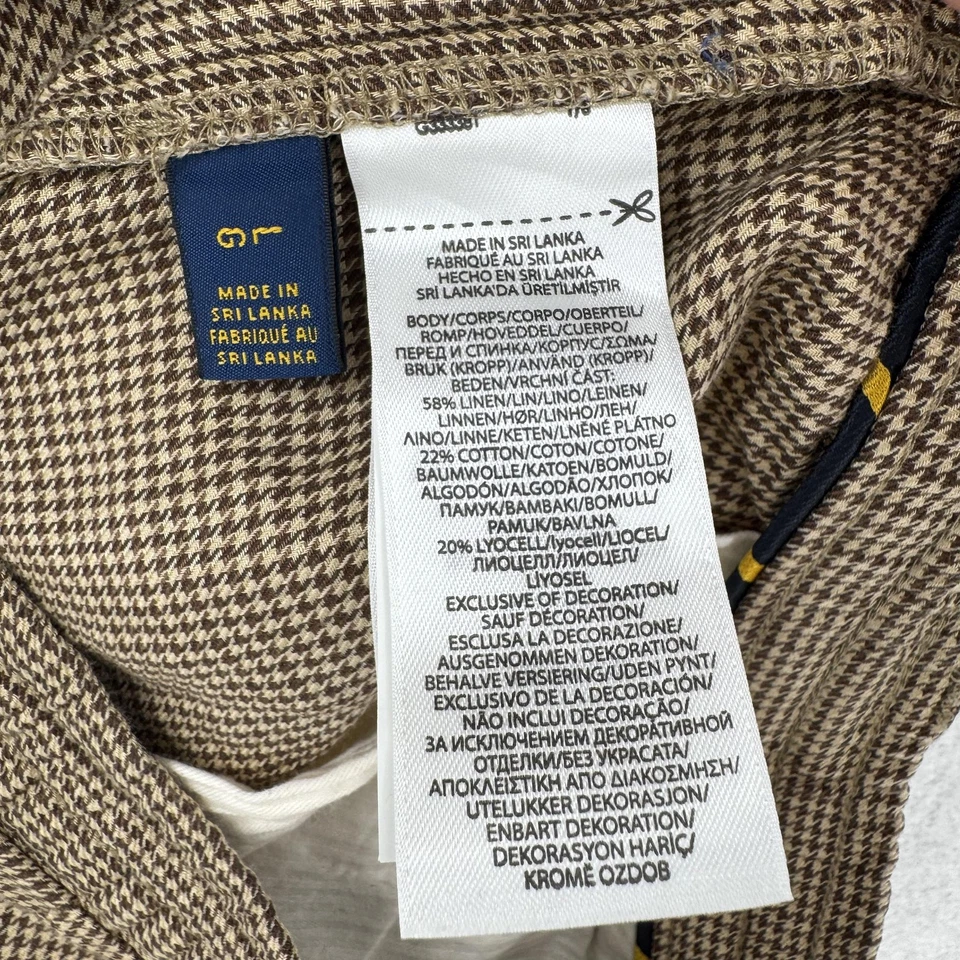 Pantalones Polo Ralph Lauren Para Hombre Grandes Marrón Pata de Gallo A Medida Calce Ajustado Lino Foto 4 de 4