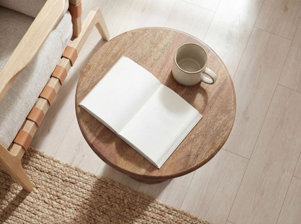 Table d'appoint Bois Massif 35cm Table Basse Table de Salon Table Déco Ronde - Photo 4/4
